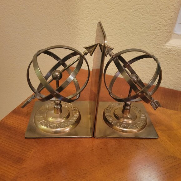 Brass Armillary Sphere Sundial Bookends - Picture 4 of 8